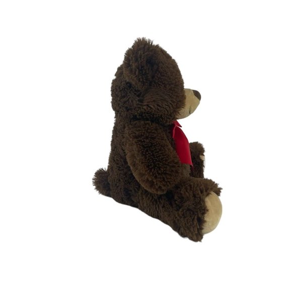 Kellytoy Kid Stuff Sitting Bear 13” Plush Brown Teddy Bear Stuffed Toy Red Bow - Picture 4 of 8